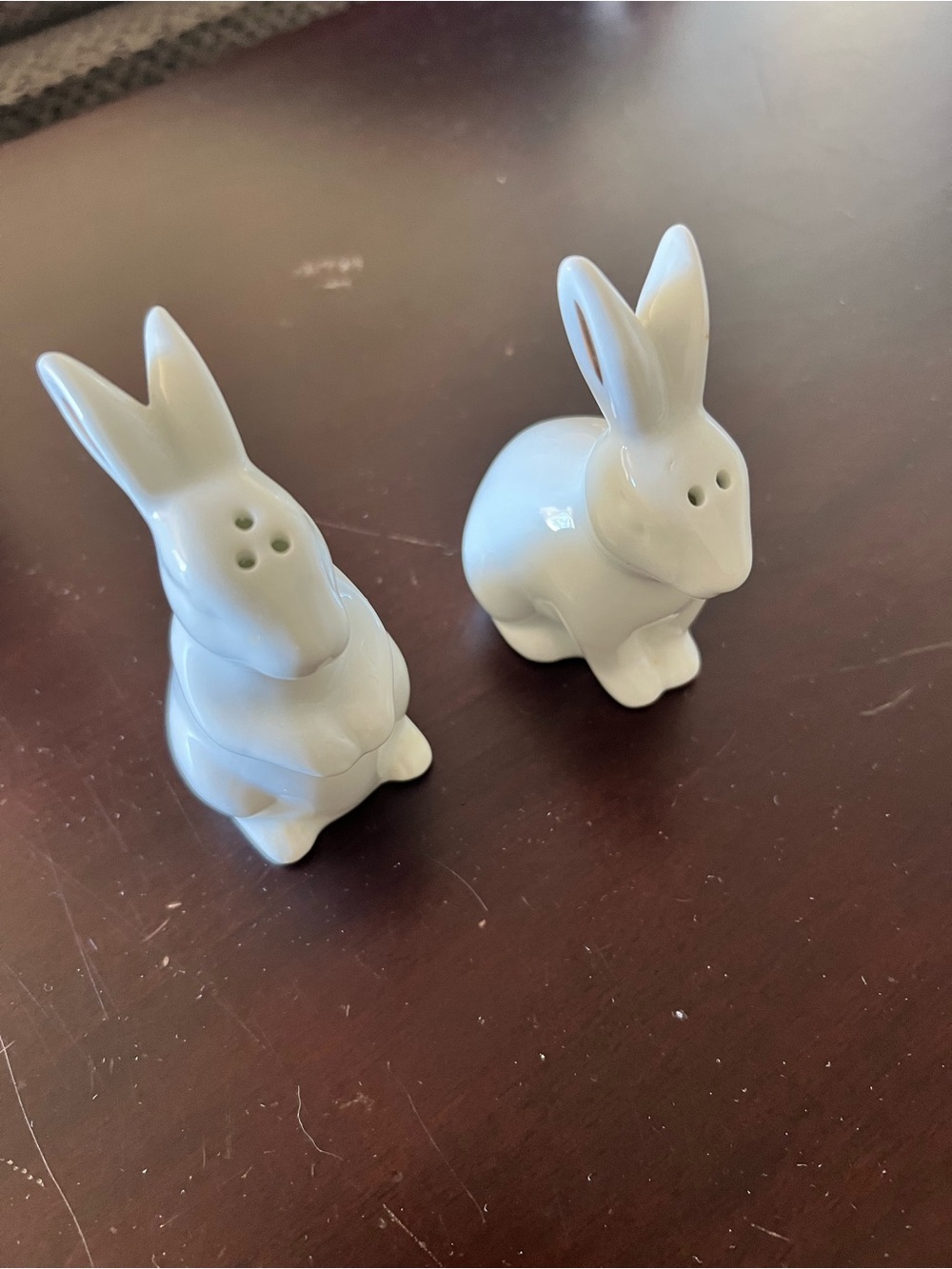 White Ceramic Bunny Salt and Pepper Shaker Set